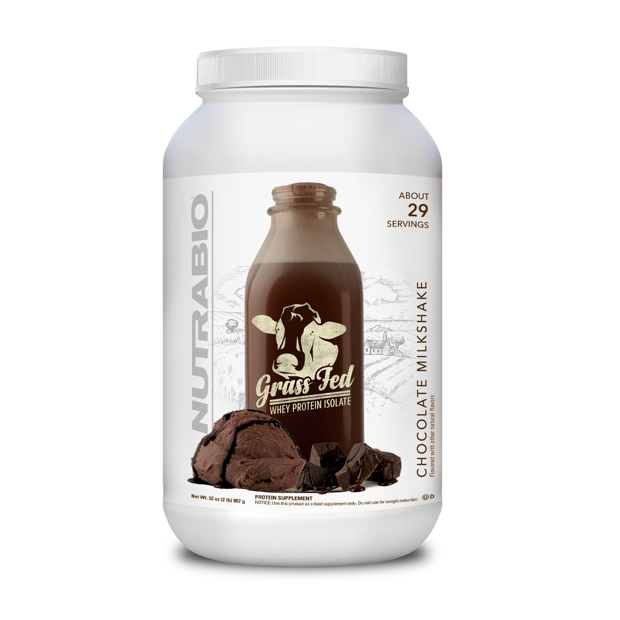 NutraBio 草飼牛分離乳清 -2磅 (907克)